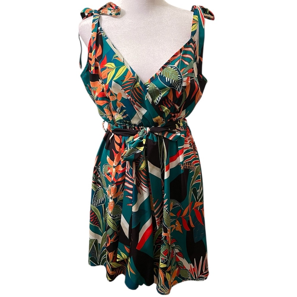 SHEIN VCAY Vacation Tropical Printed Spaghetti Strap Dress Size Large - Picture 7 of 13